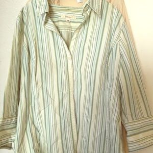 White and greens button up blouse